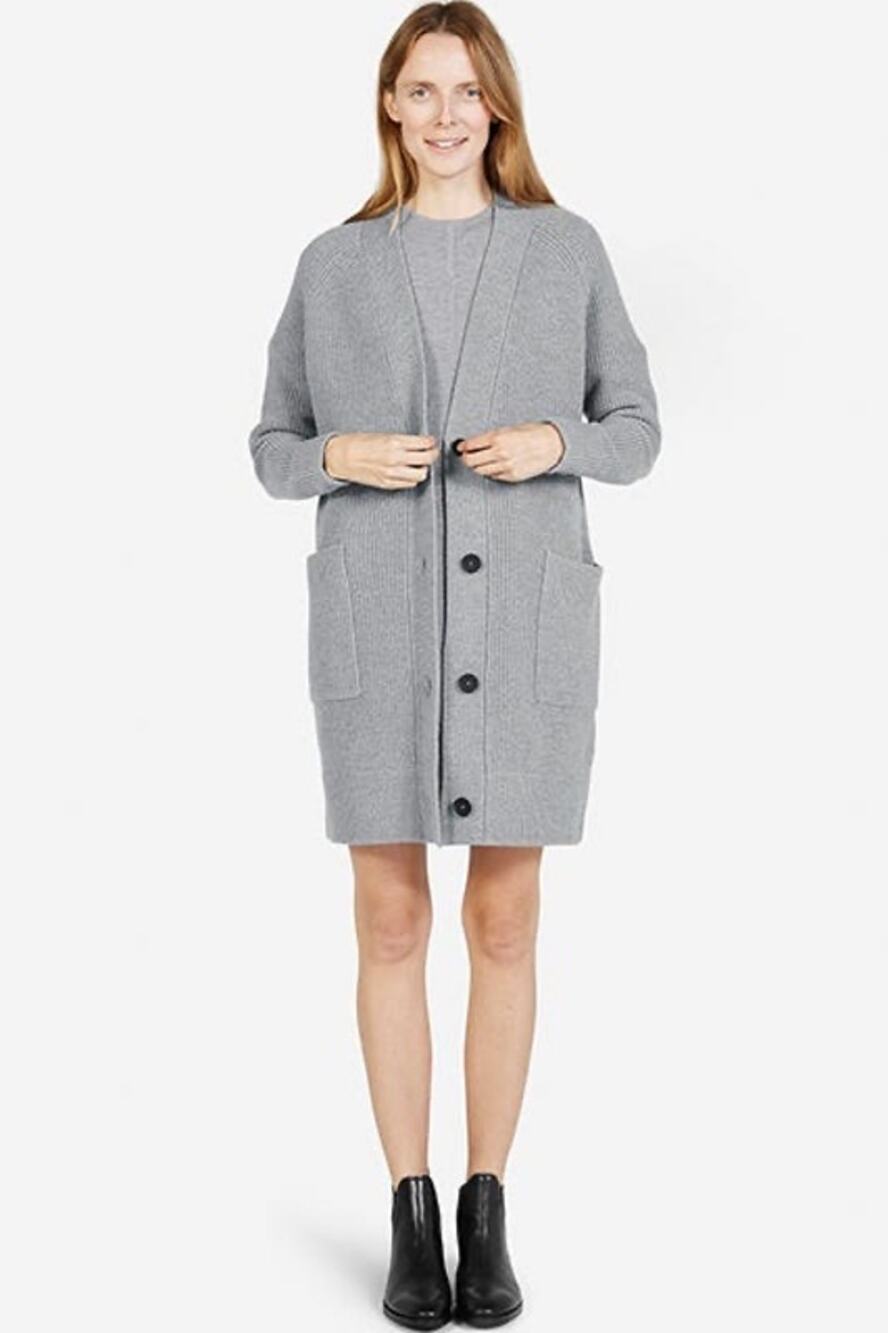 Everlane Gray Long Chunky Knit Wool Cardigan Size Small